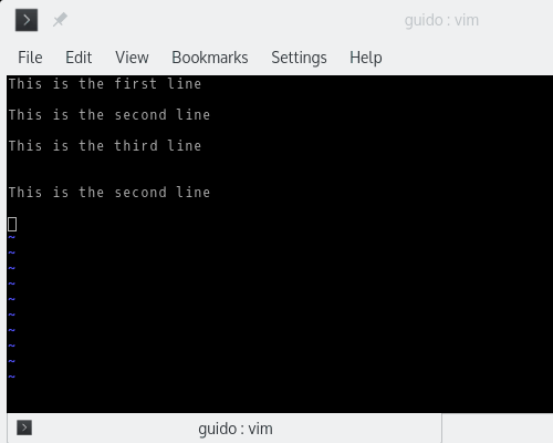 Demonstration of line completion in ViM